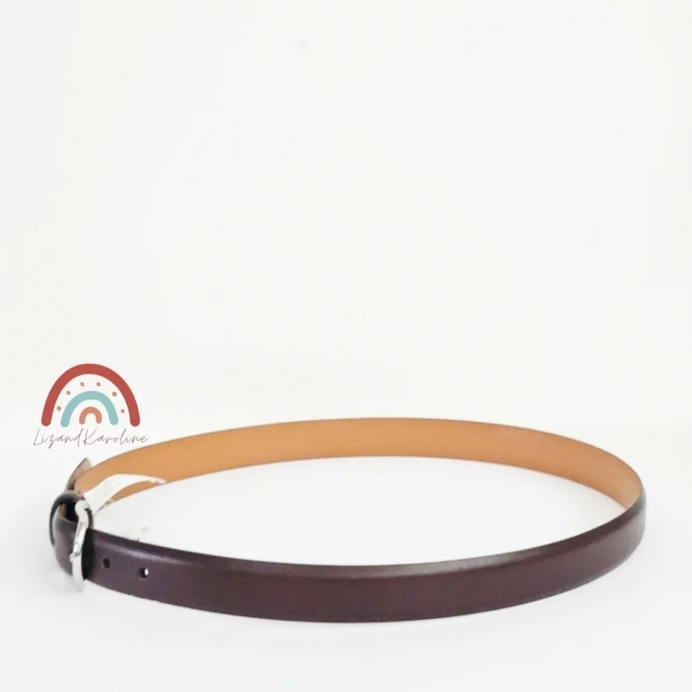 New! J. Crew Leather Round Buckle Dress Belt in Maple